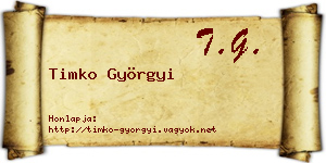 Timko Györgyi névjegykártya